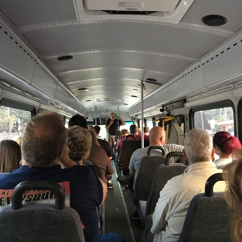 the inside of one of our ghost bus tours