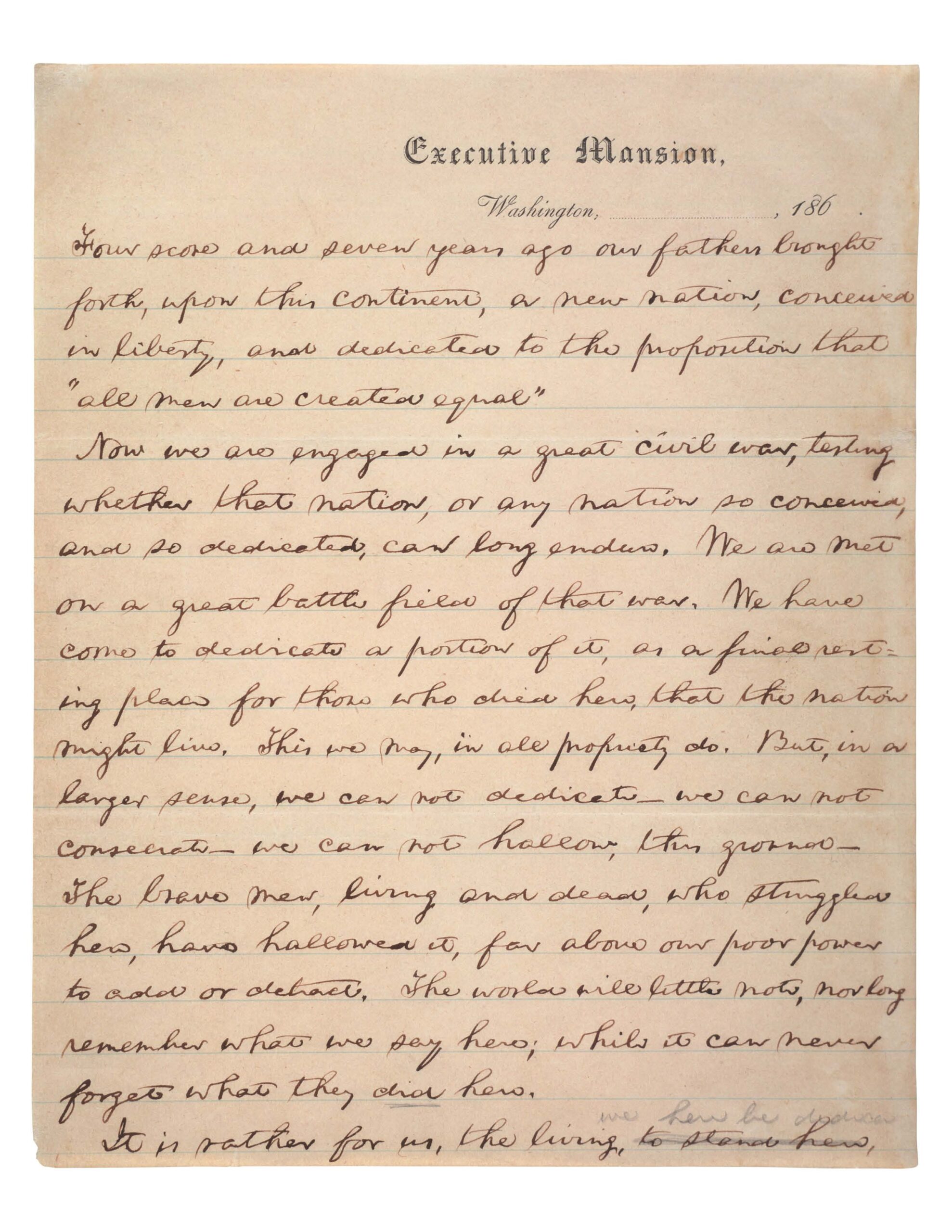 imaeg of the Gettysburg Address